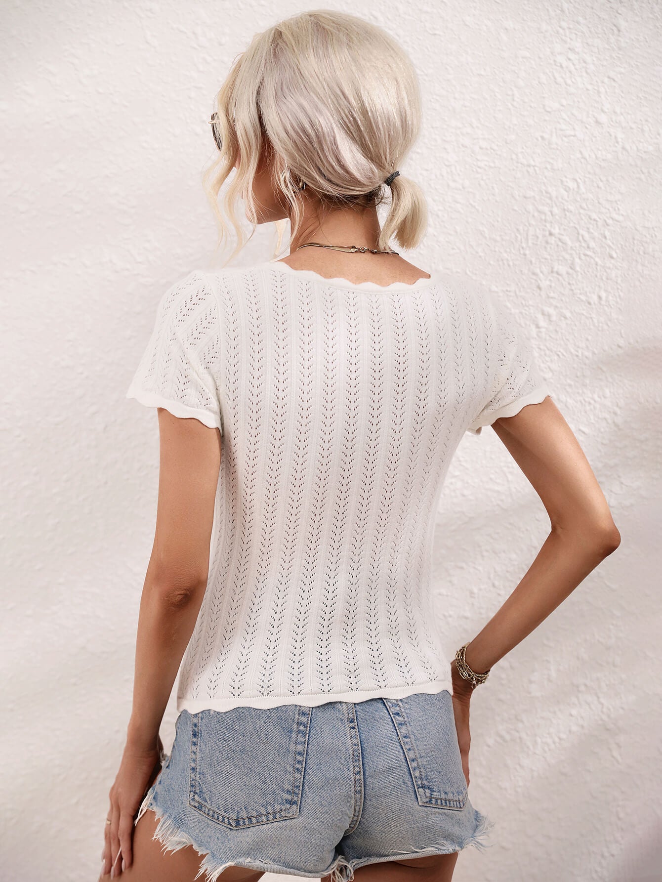 TALIA SHORT SLEEVE KNIT TOP - BEIGE