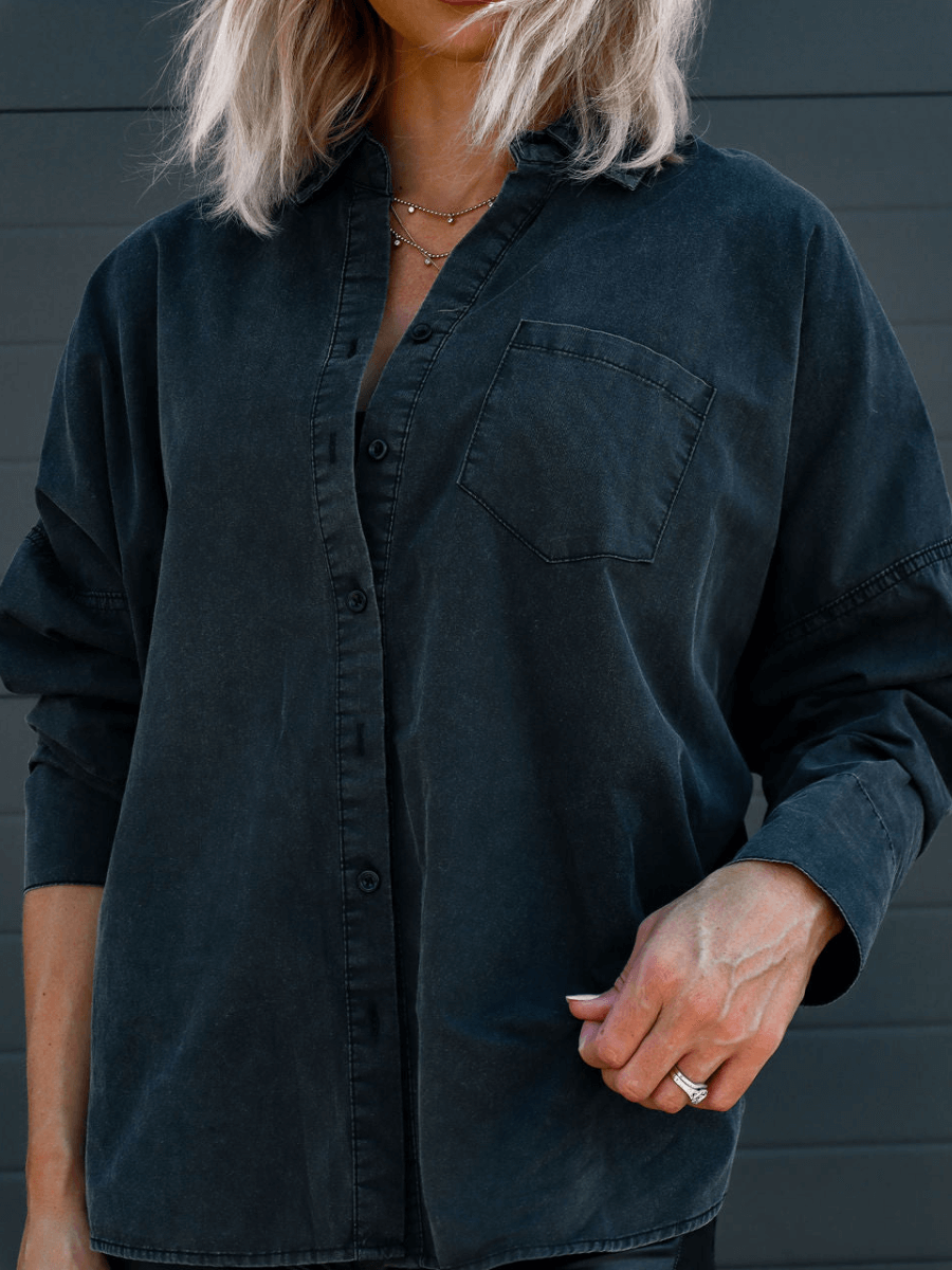 Thinking Out Loud Cotton Denim Shacket - Black