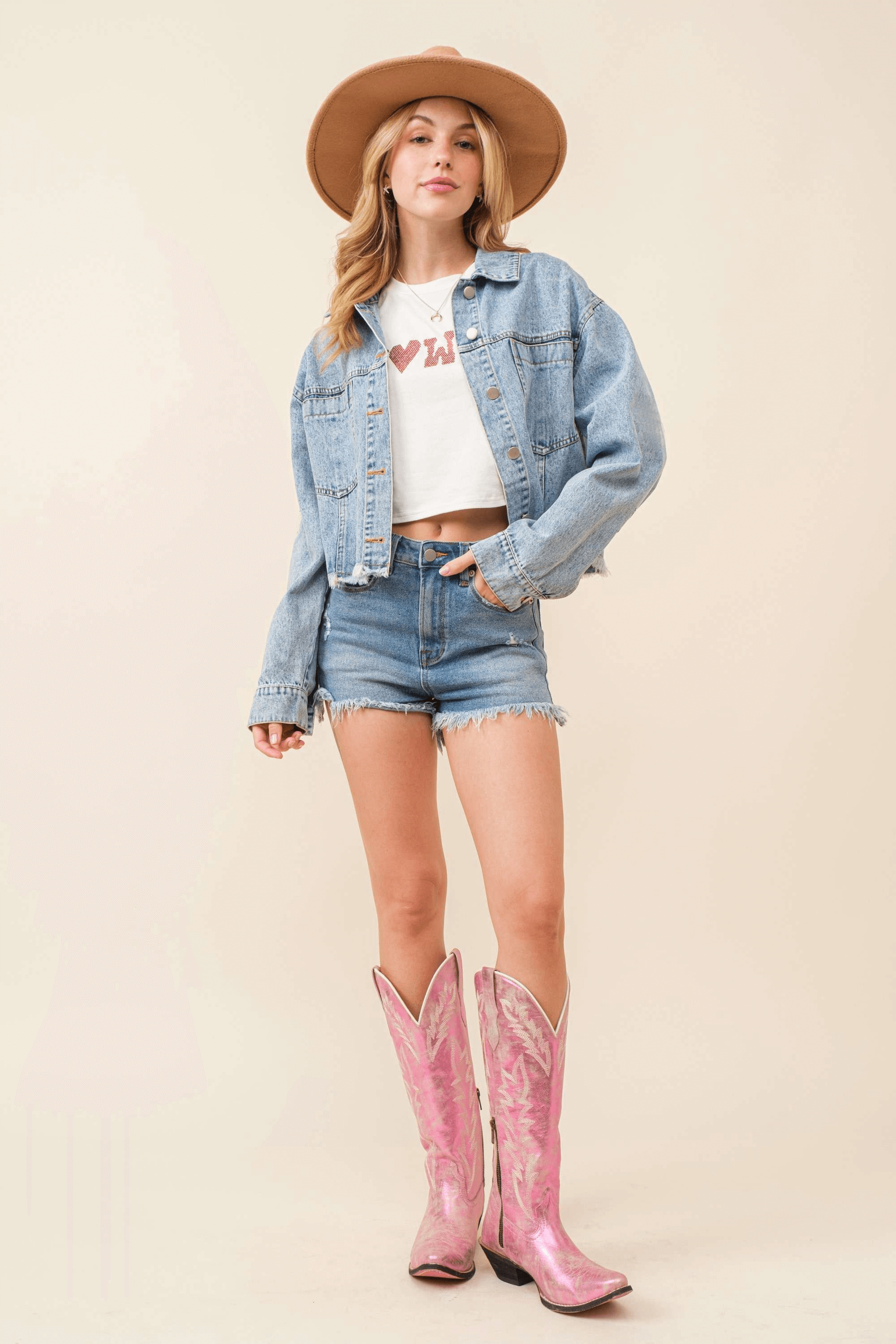 Flordy Heart Cowgirl Denim Jacket
