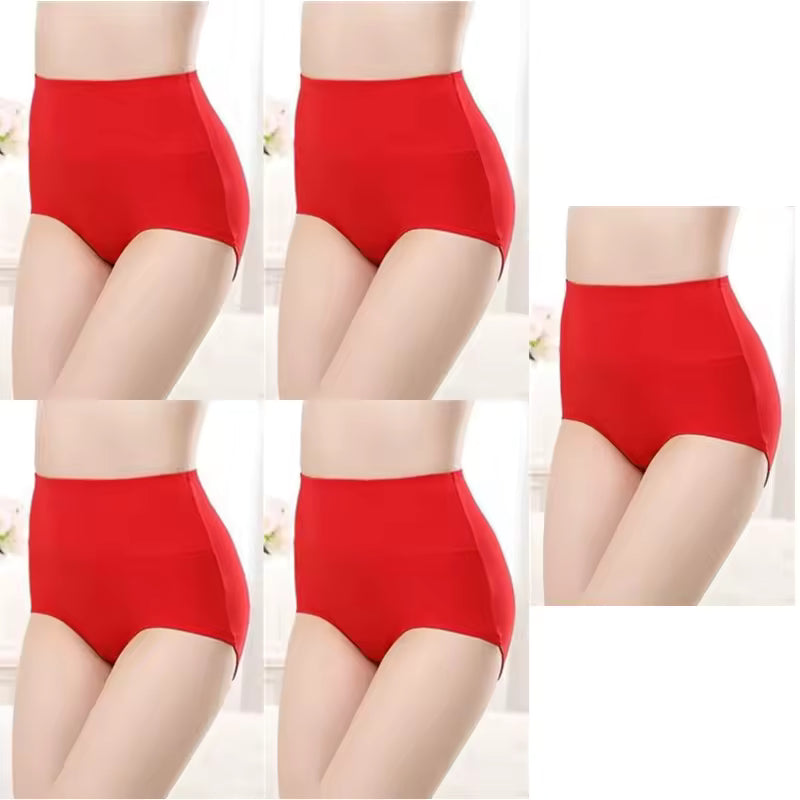 5PCS Seamless Lingerie High Waist Cotton Body Shaper Underwear Plus Size Briefs