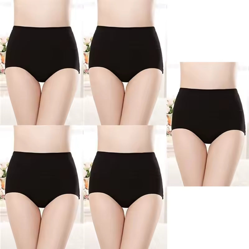5PCS Seamless Lingerie High Waist Cotton Body Shaper Underwear Plus Size Briefs