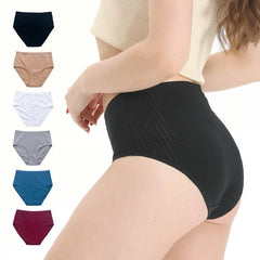 5Pcs Set High Rise Cotton Lingerie Solid Color Briefs Seamless Underwear
