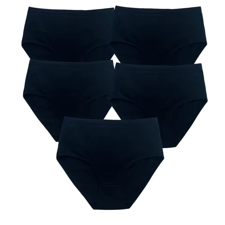 5Pcs Set High Rise Cotton Lingerie Solid Color Briefs Seamless Underwear