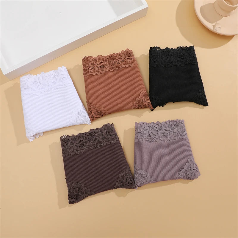5Pcs set Cotton Panties Floral Intimate Trendy Patchwork Lace Briefs Soft Underpants