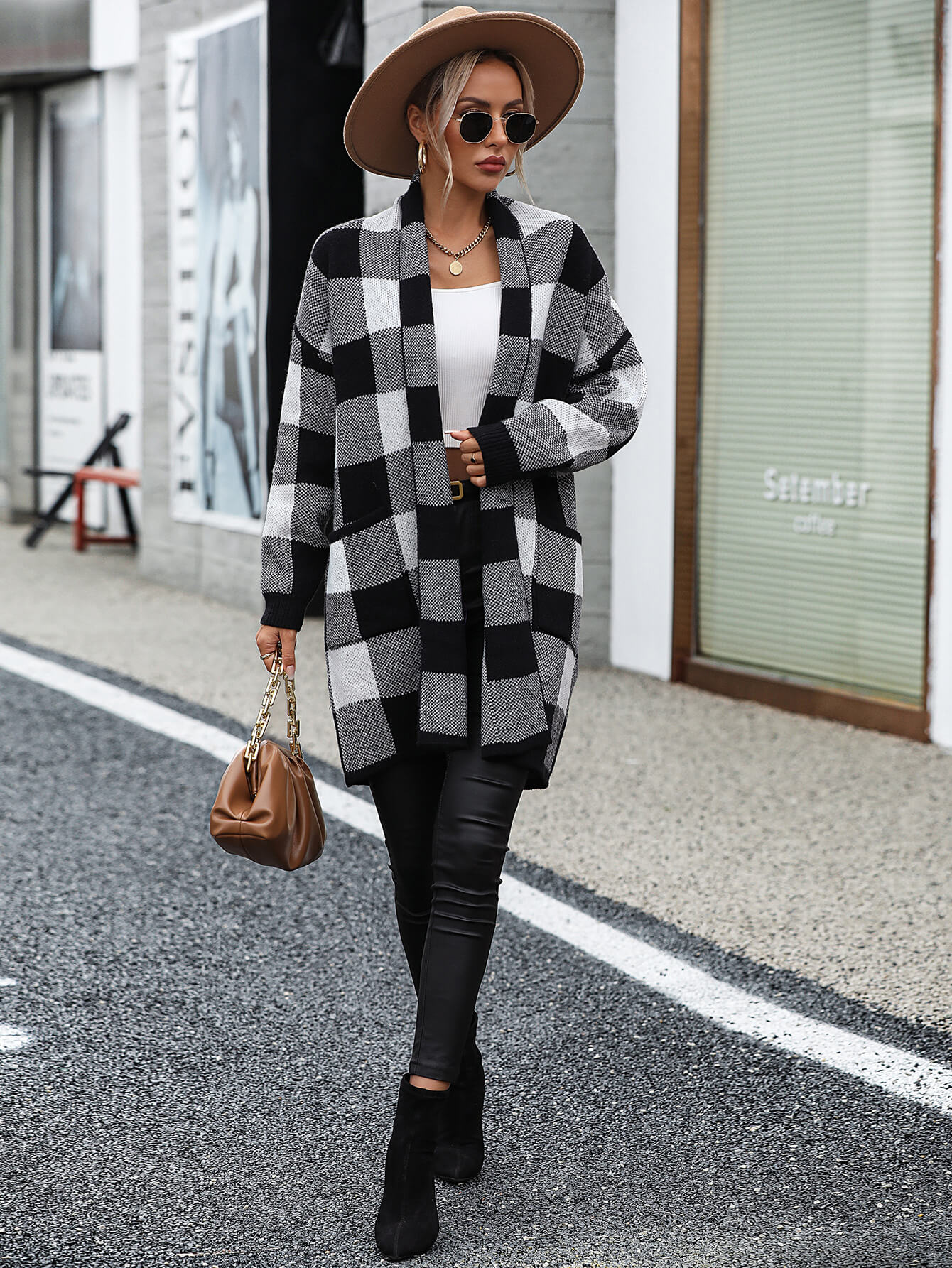 Checkmate Pocketed Knit Cardigan - Black