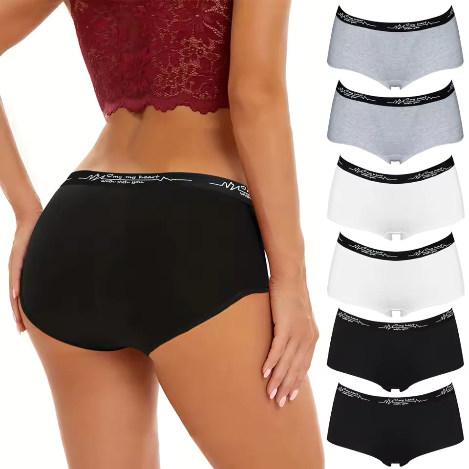 6 Pcs Cotton Boyshort Underwear Cute Boxer Briefs Panties