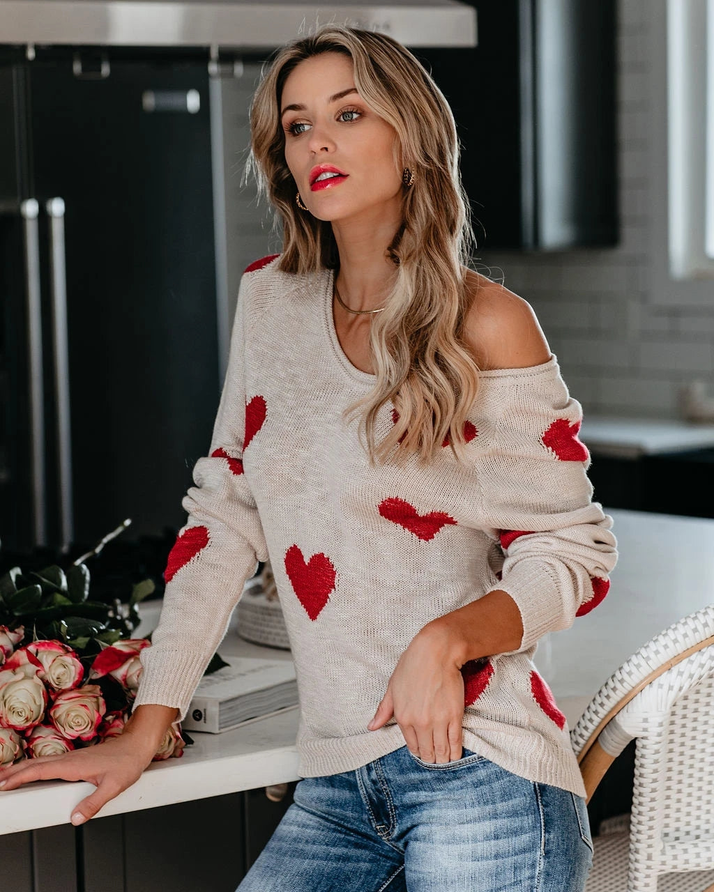 My Floral Heart Oversized Knit Sweater