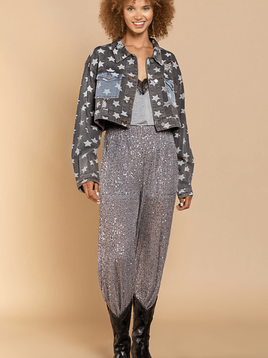 FESTIVAL STARS RIPPED DENIM SHACKET