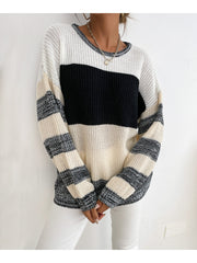 Black Grey Stripe Block Sweater