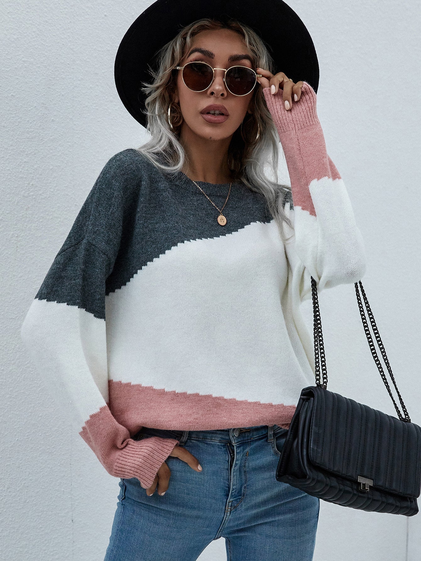 ELMA Knit Jumper - Pink Block