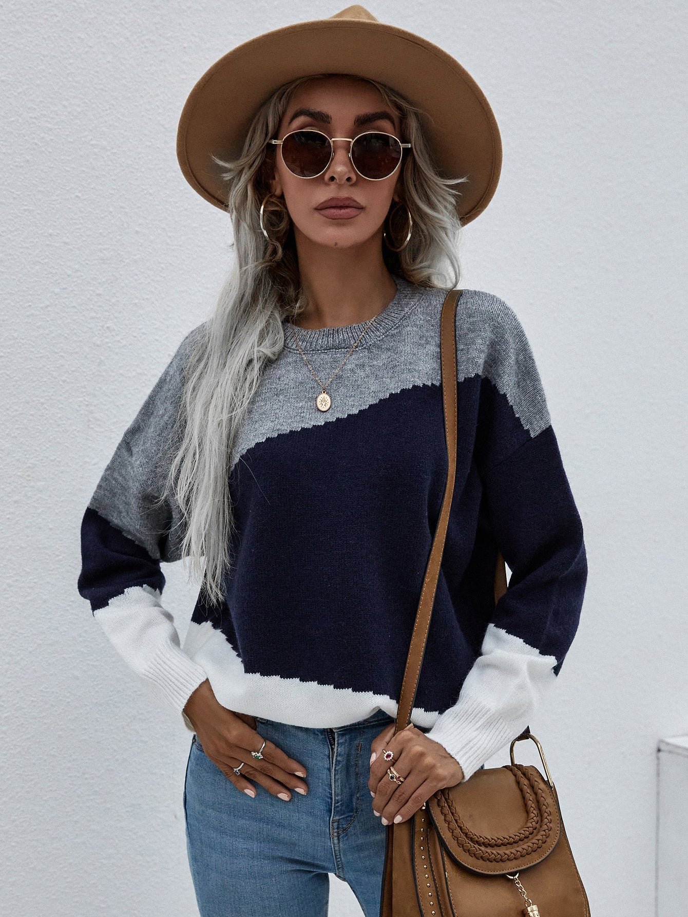 ELMA Knit Jumper - Navy Block