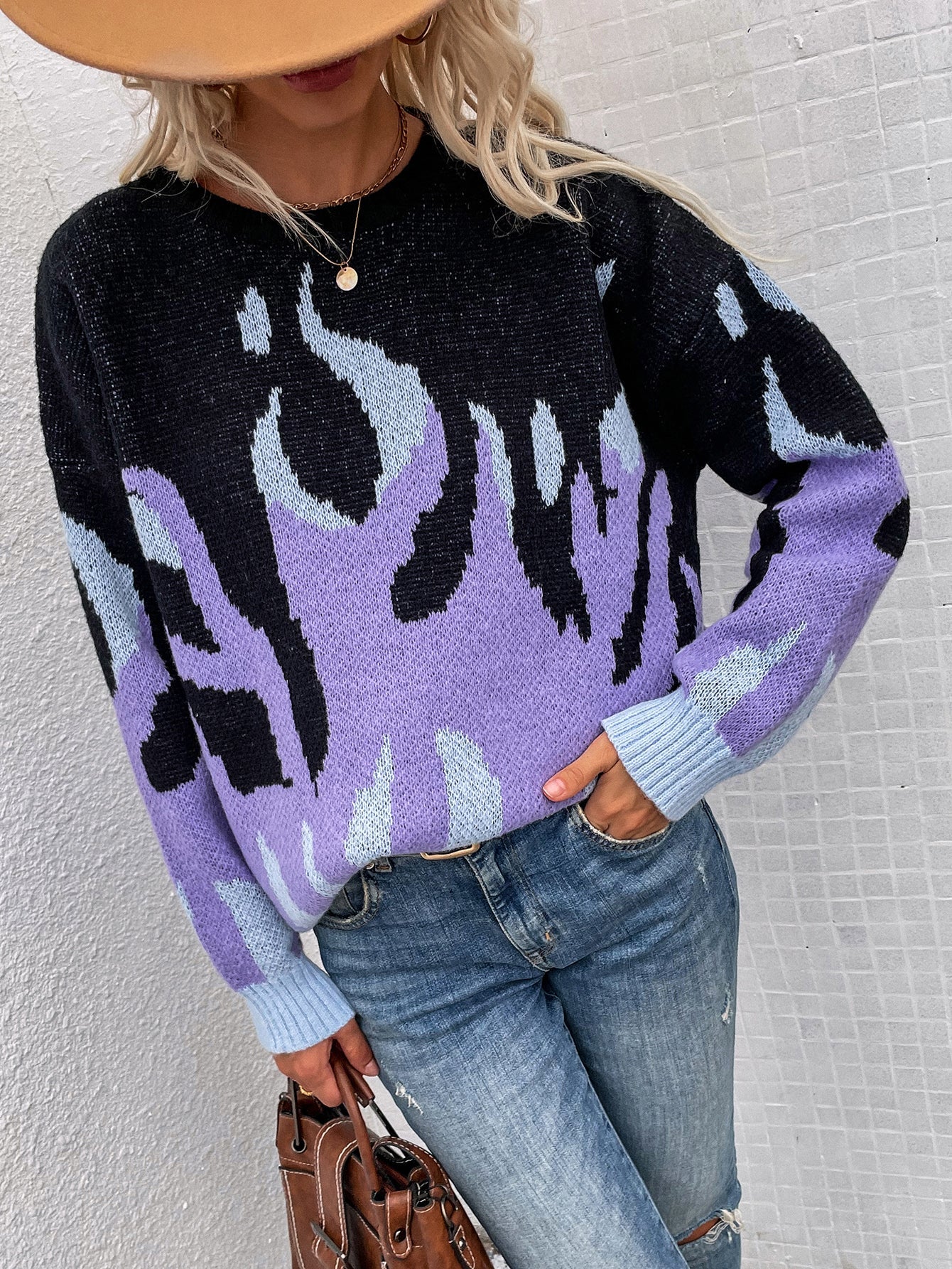 Violet Flame Black Knit Sweater