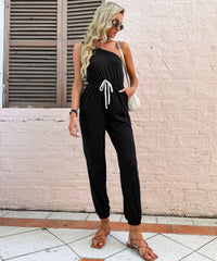 ZANIYA COTTON BLEND JUMPSUIT - BLACK