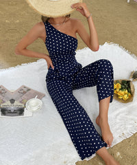 SAFFARA ONE SHOULDER JUMPSUIT - NAVY