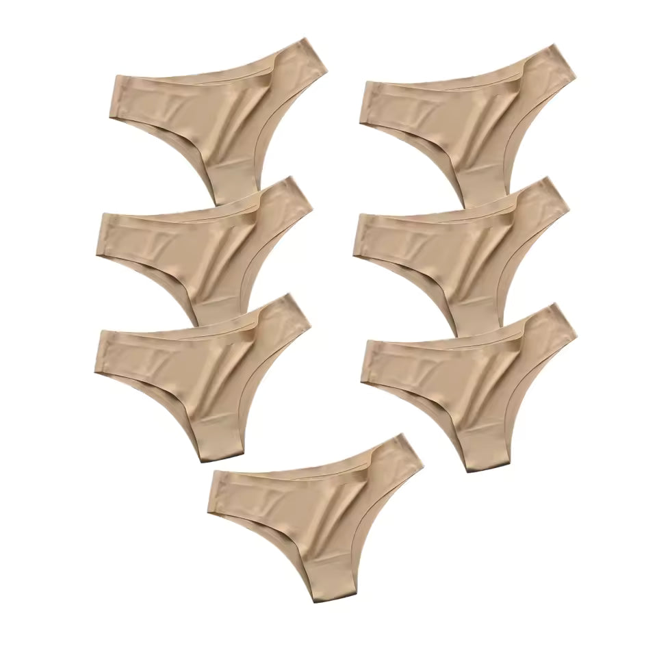7PCS Set Panties Seamless Underwear Ice Silk Underpants Low Rise Panties
