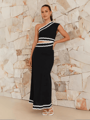 Aubrianna Colorblock Cut-Out Maxi Dress - Black