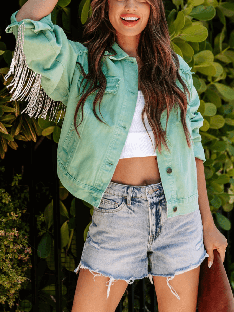 FIESTA LIFE CURTAIN FRINGE DENIM JACKET