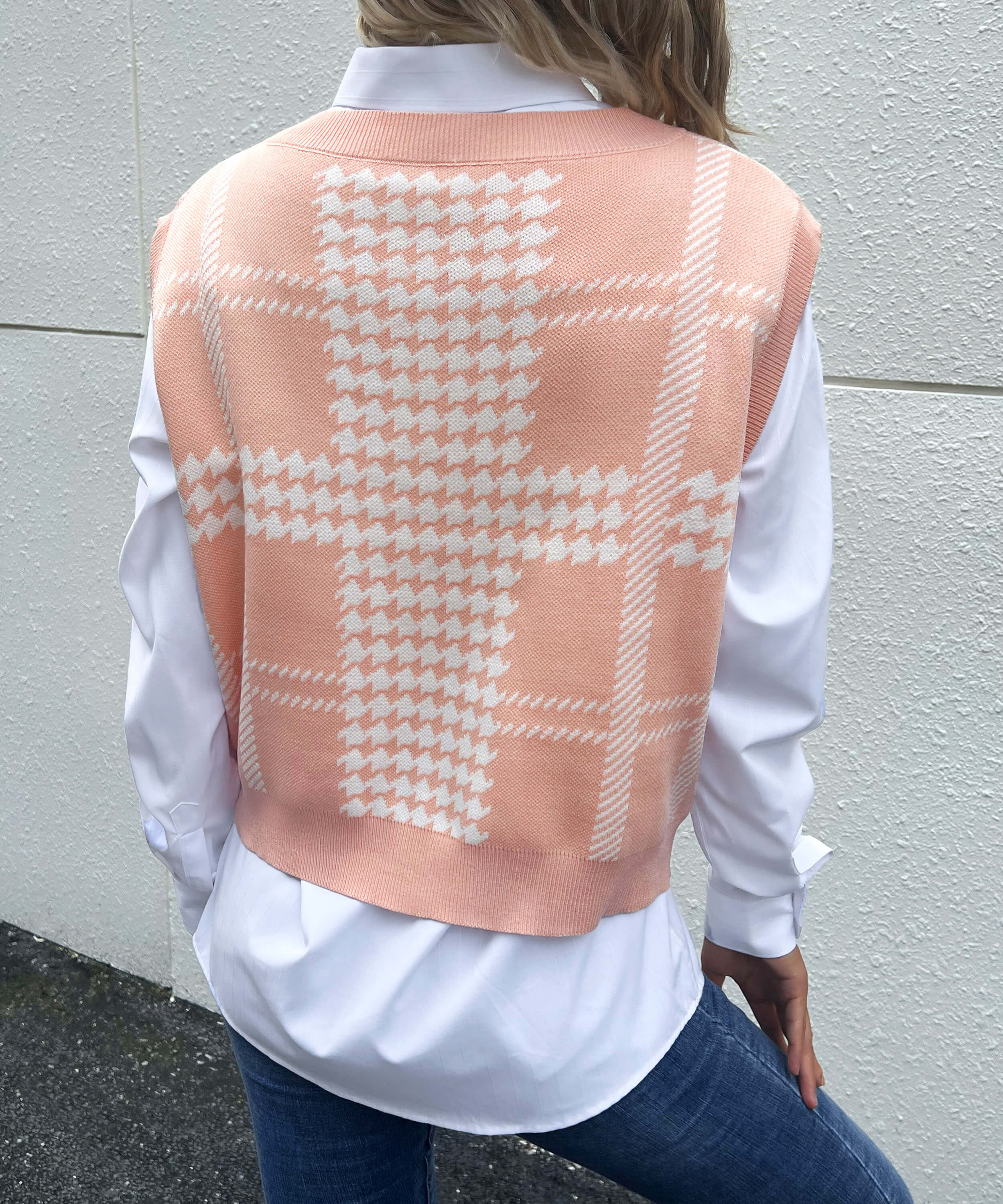 Harvard Knit Sweater Vest - Pink