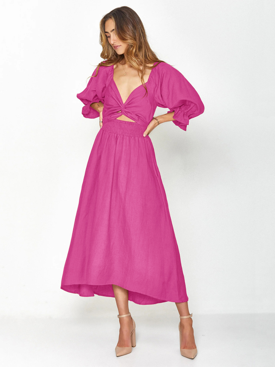 SUNSET SANDS TWO WAY WEARABLE MIDI DRESS - FUCHSIA