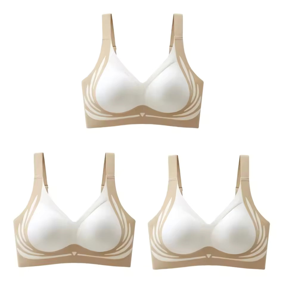 Anti-sagging Lift-Up Non-wire Brassiere Adjust Straps Padded Push Up Bras 3Pcs Set