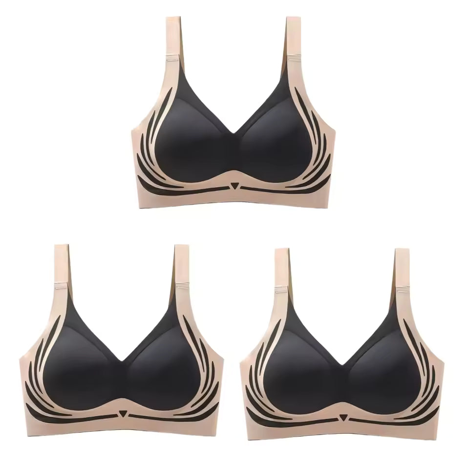 Anti-sagging Lift-Up Non-wire Brassiere Adjust Straps Padded Push Up Bras 3Pcs Set