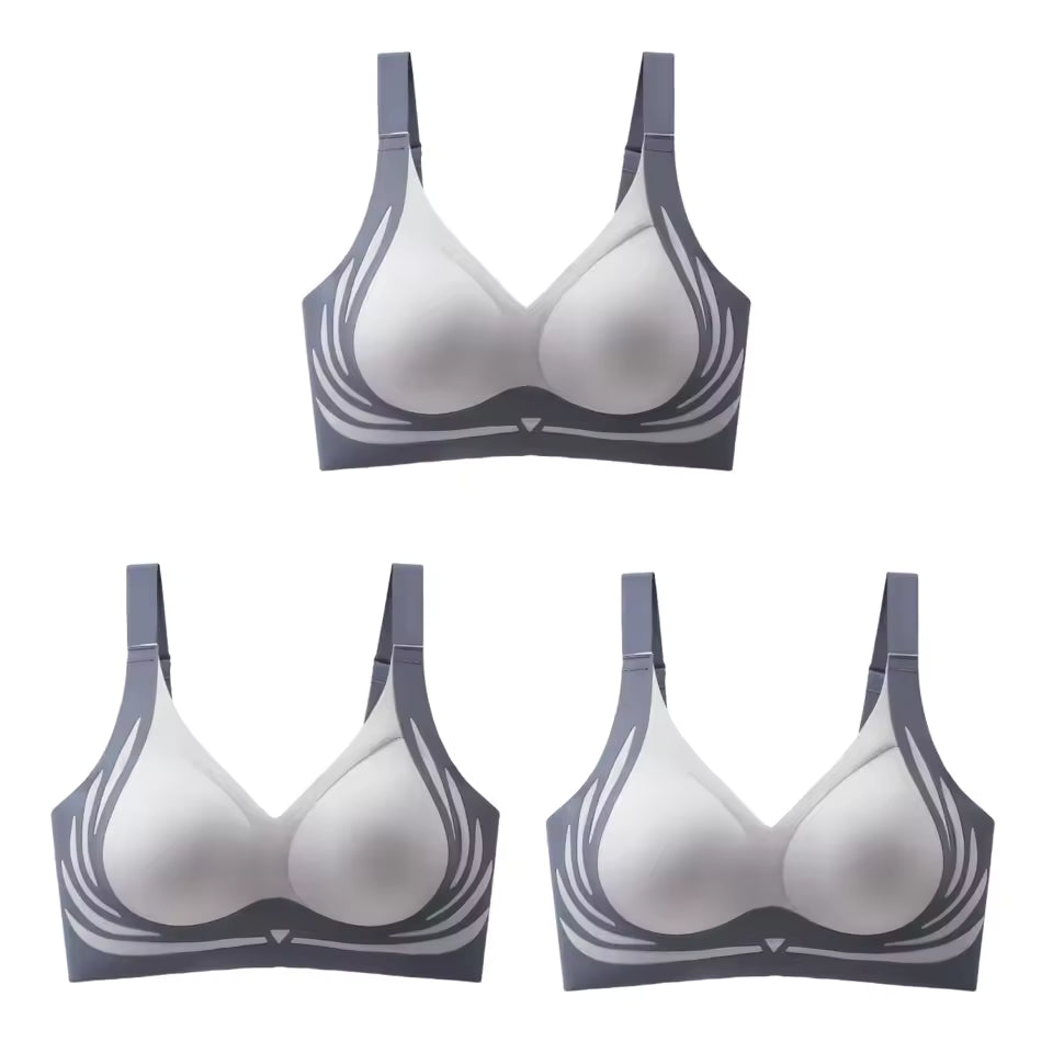 Anti-sagging Lift-Up Non-wire Brassiere Adjust Straps Padded Push Up Bras 3Pcs Set