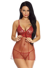 Baby dolls Lingerie Bows Floral Print Backless Lace Sexy