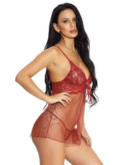Baby dolls Lingerie Bows Floral Print Backless Lace Sexy
