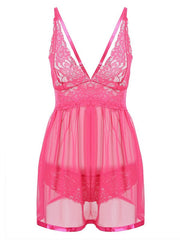 Babydolls Floral Print Backless Lace Lingerie