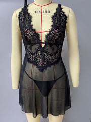 Babydolls For Lace Floral Print Backless Lace Lingerie