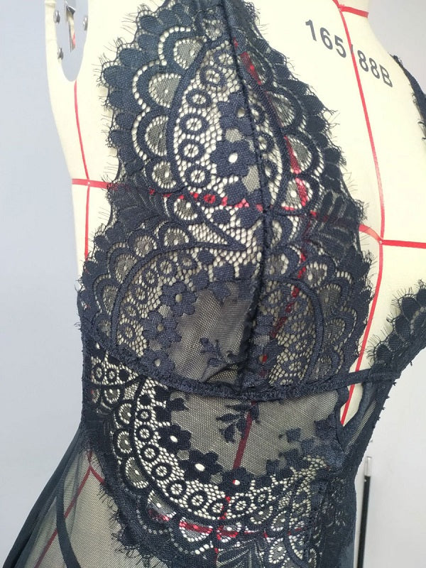 Babydolls For Lace Floral Print Backless Lace Lingerie