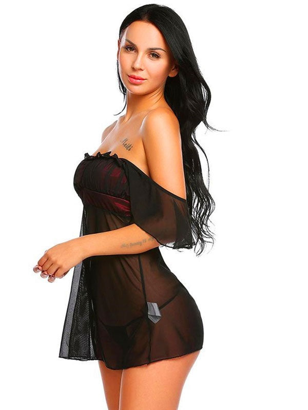 Babydolls Lingerie Floral Print Backless Lace Sexy