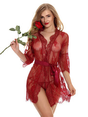 Babydolls Lingerie Floral Print High-slit Lace Sexy