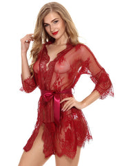 Babydolls Lingerie Floral Print High-slit Lace Sexy