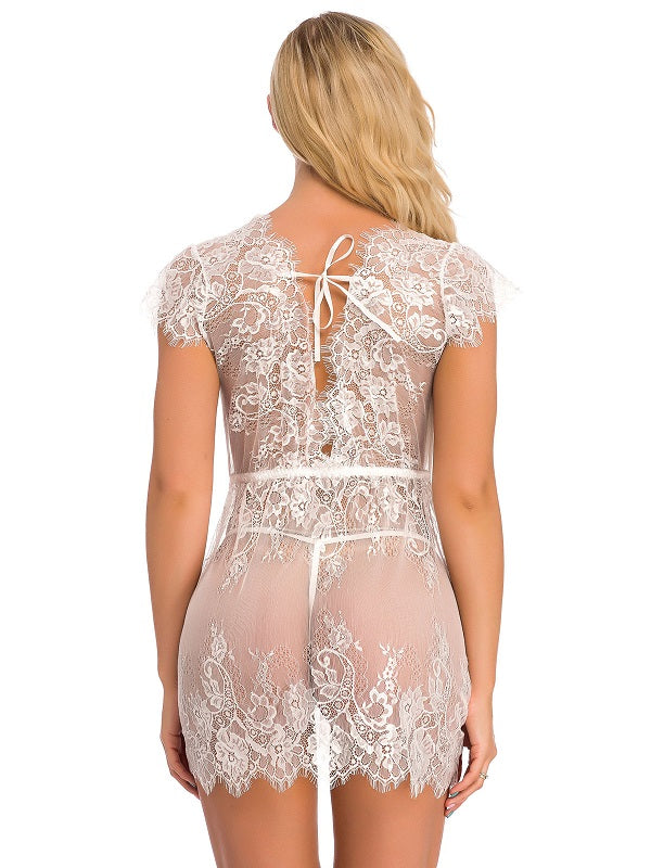 Babydolls Lingerie Lace up Floral Print Backless Lace Sexy