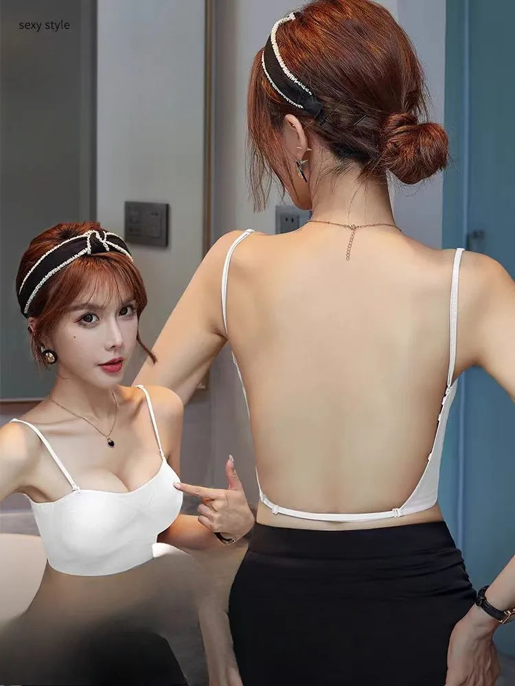Backless Bralette Invisible Anti-Slip Wireless Seamless Support Yoga Wear Bra