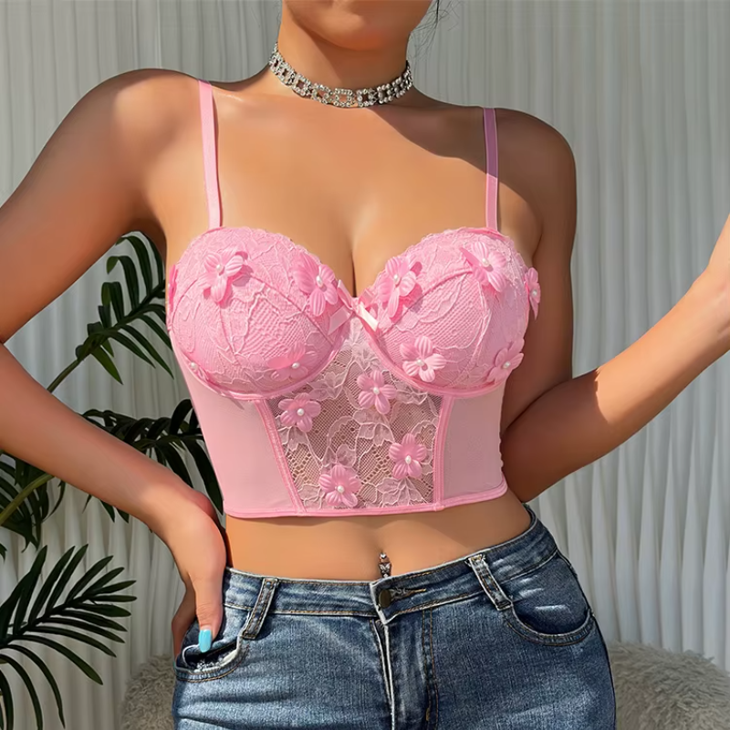 Beautiful Fishbone Bralette Fancy Underwear Push Up Bra Set