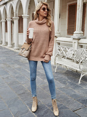 ILLY Turtleneck Basic Knit Sweater - Beige