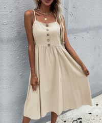 LINDSAY Linen Blend Dress - Beige
