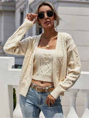 RACHAELS Knit Cardigan Set - Beige