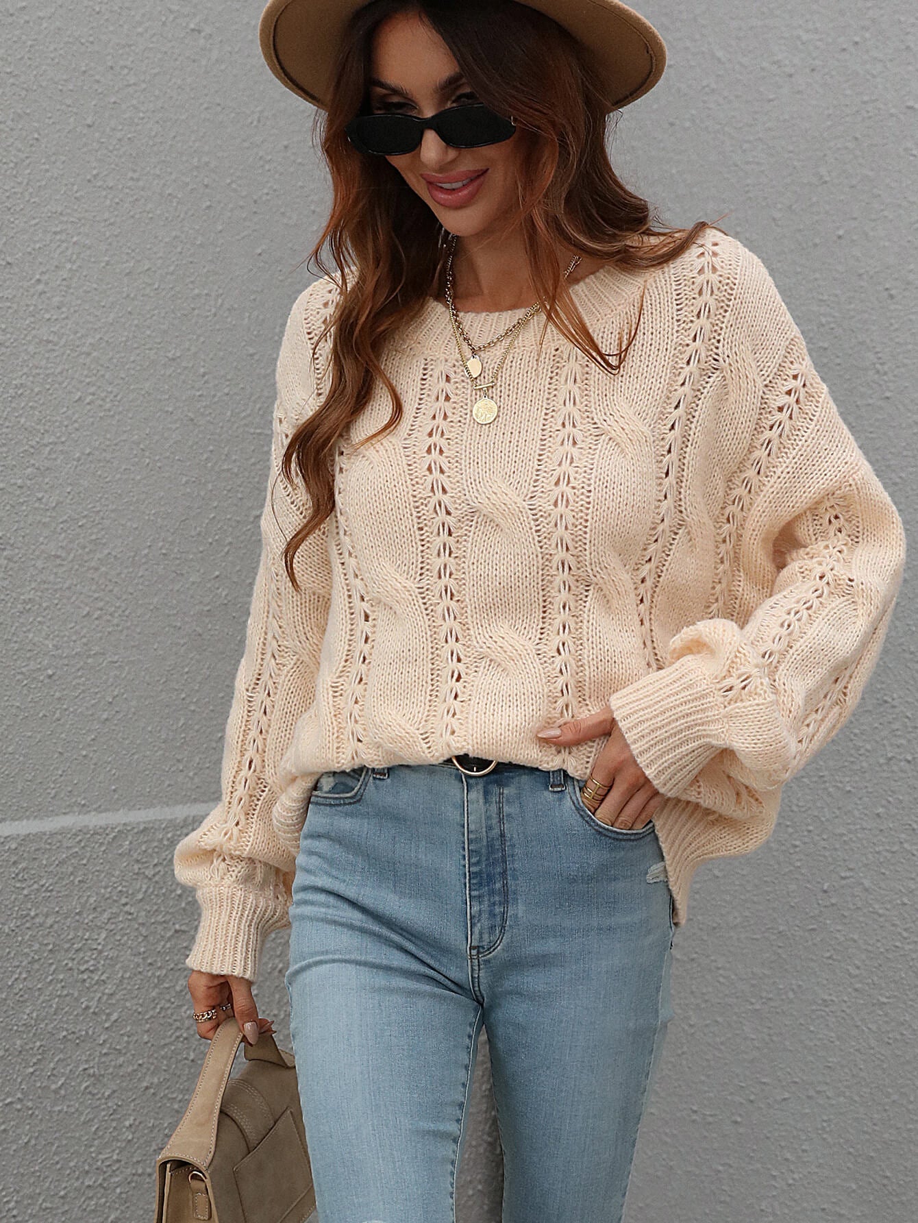 ZINNY KNIT SWEATER - APRICOT