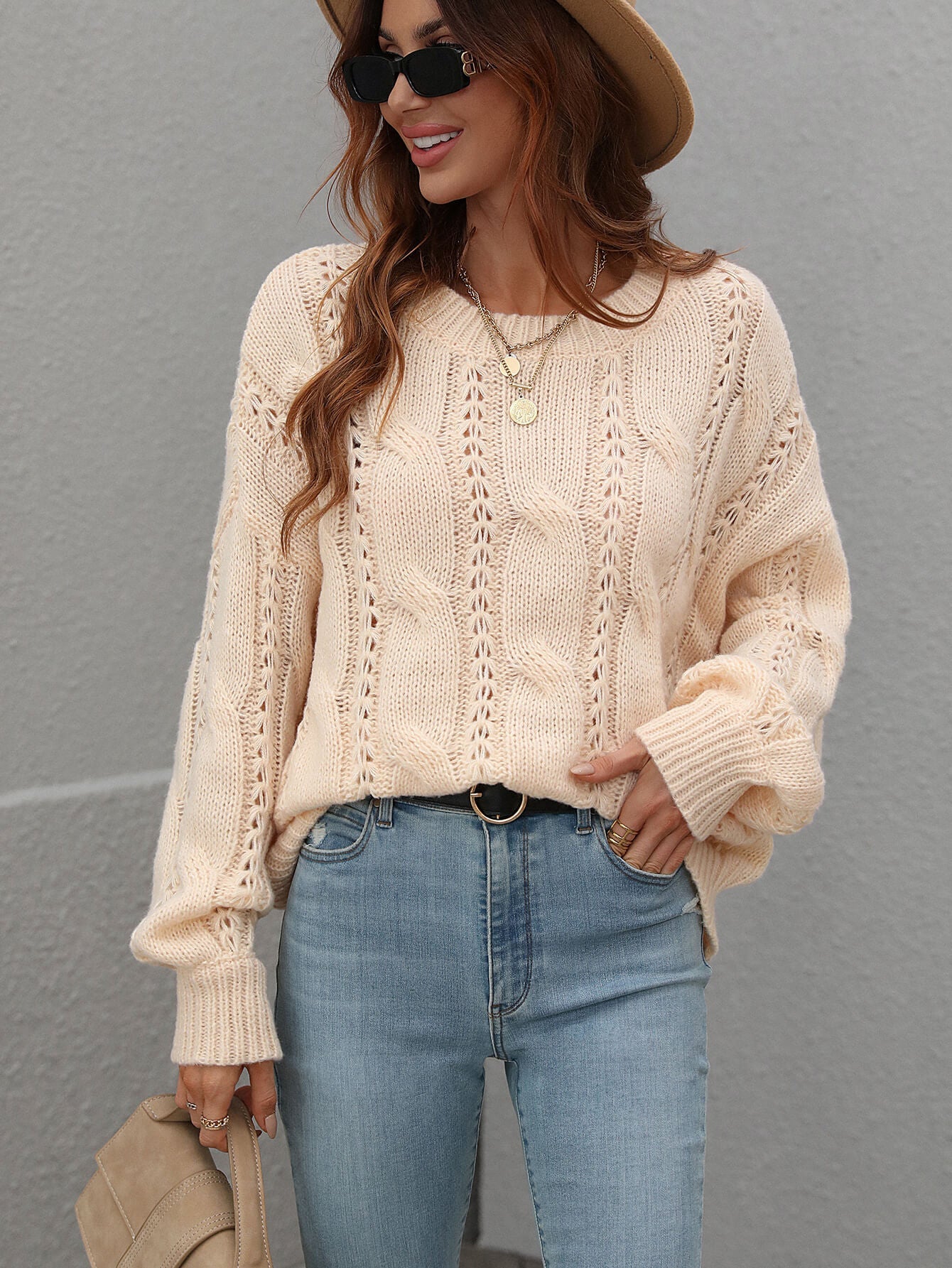 ZINNY KNIT SWEATER - APRICOT
