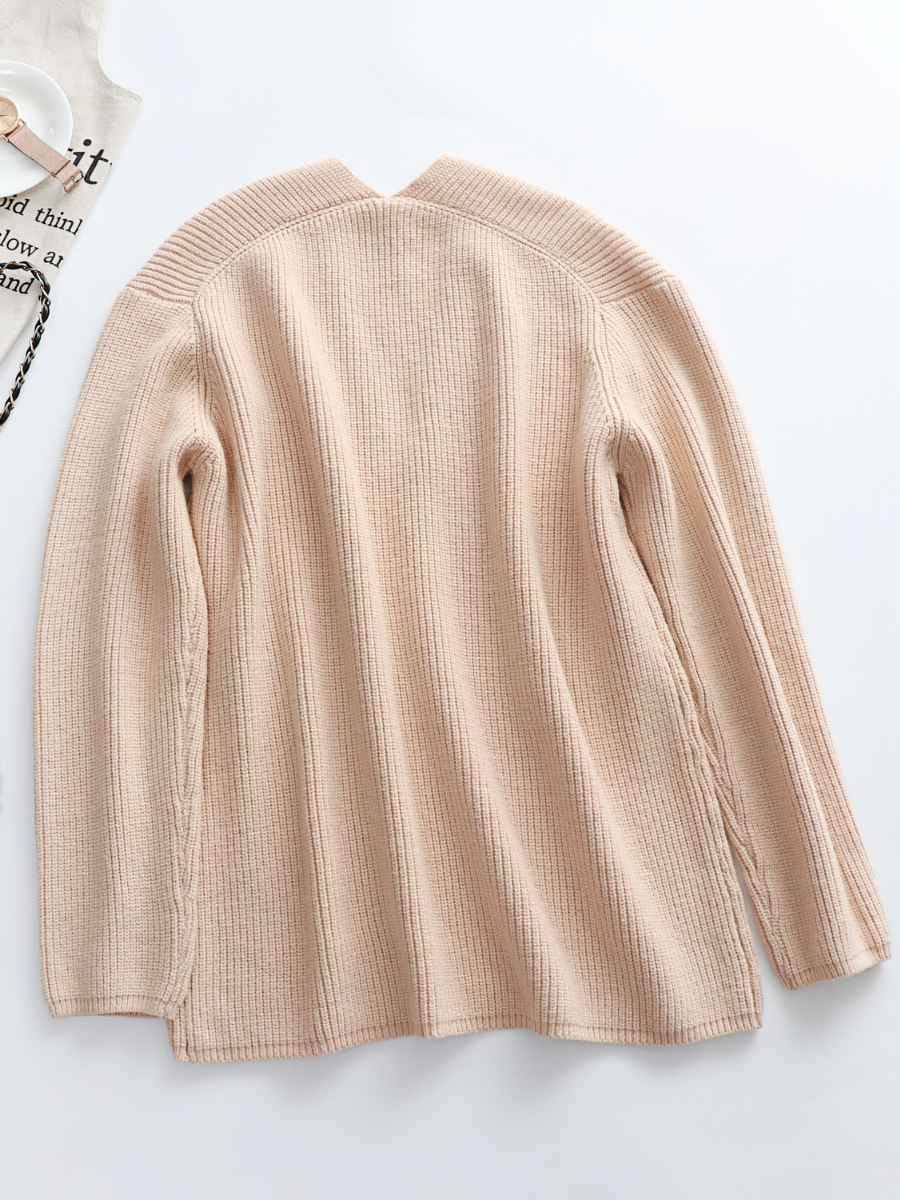 Beige Marjorie V-neck Knit Sweater