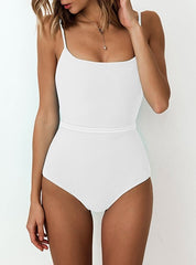 Belted Waist Tank Style One Piece Swimsuit