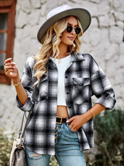 LUCKY ONE PLAID SHACKET - BLACK