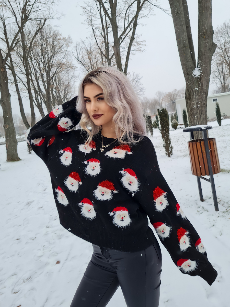 Smiling Santa Christmas Black Light Sweater