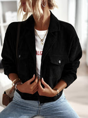 PRESLEY COTTON BLEND SHACKET - BLACK