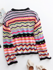 MARMO Zig Zag Crochet Knit Top - Black