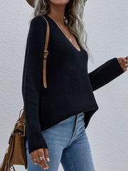 Black Marjorie V-neck Knit Sweater