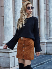 PHYLLIS Oversized Sector Sleeve Knit Jumper - Black